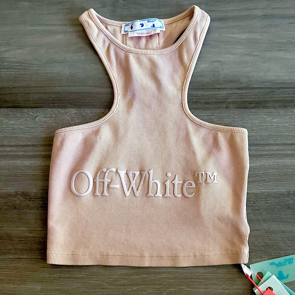 NWT OFF-WHITE Laundry Rib Logo Rowing Top - Picture 4 of 10